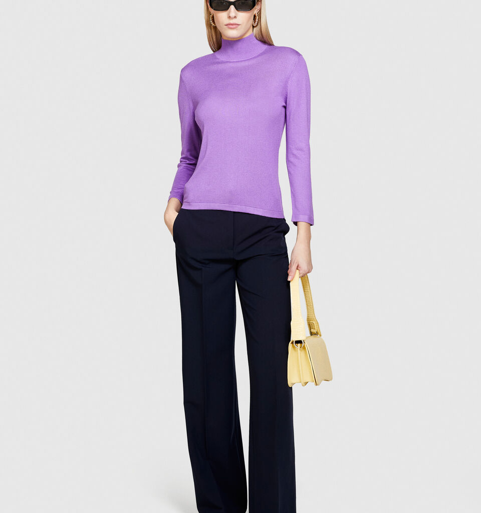 Turtleneck in silk blend - women's high neck sweaters - Lilac | Sisley image number 1